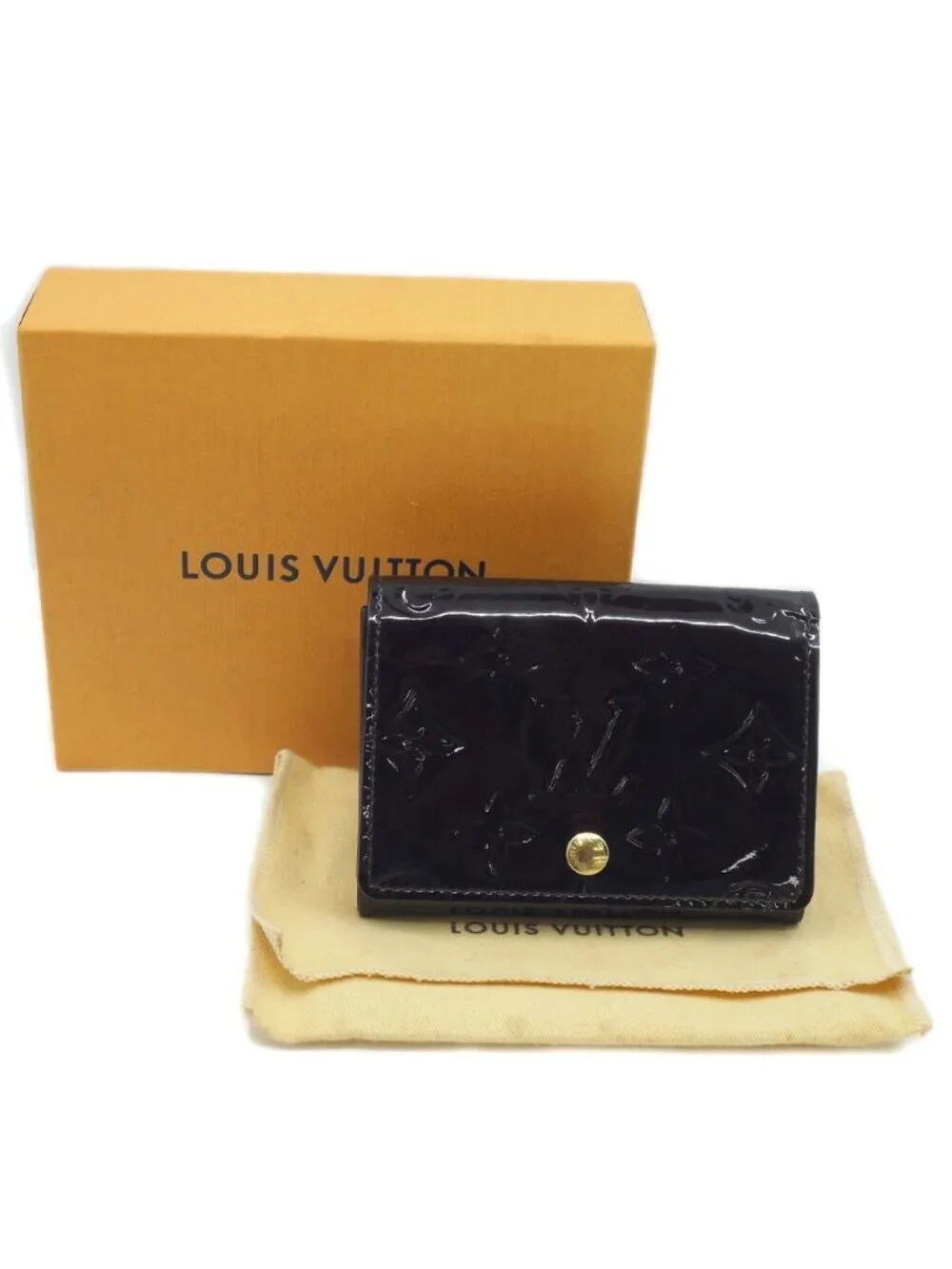 Louis Vuitton Monogram Vernis Business Card Holder Slot Purple Gold